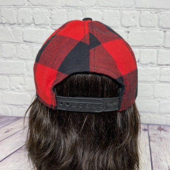 Lumberjack Hat Cap Snapback Red Black Checkered Full Fit Spirits Embroidered - Picture 3 of 11